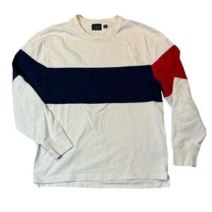 J. Crew White, Blue, and Red Sweatshirt